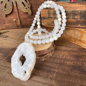 ✨WHITE JADE & JASPER DRUZY STONE 108 BEAD MALA
